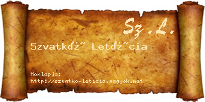 Szvatkó Letícia névjegykártya