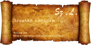 Szvatkó Letícia névjegykártya